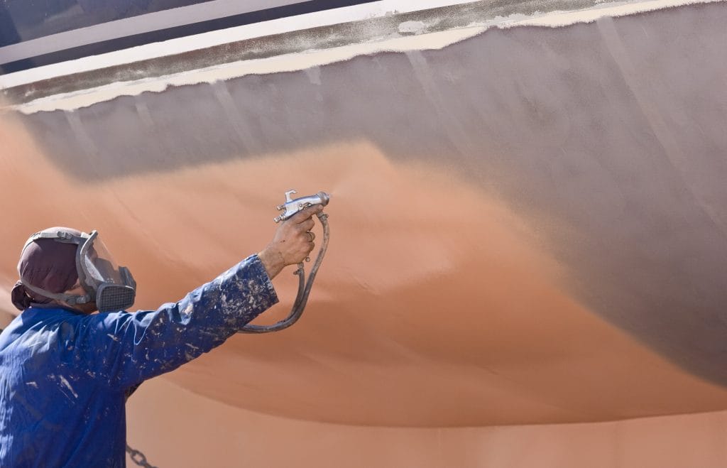 Marine paints — professional spraying boat hull antifouling