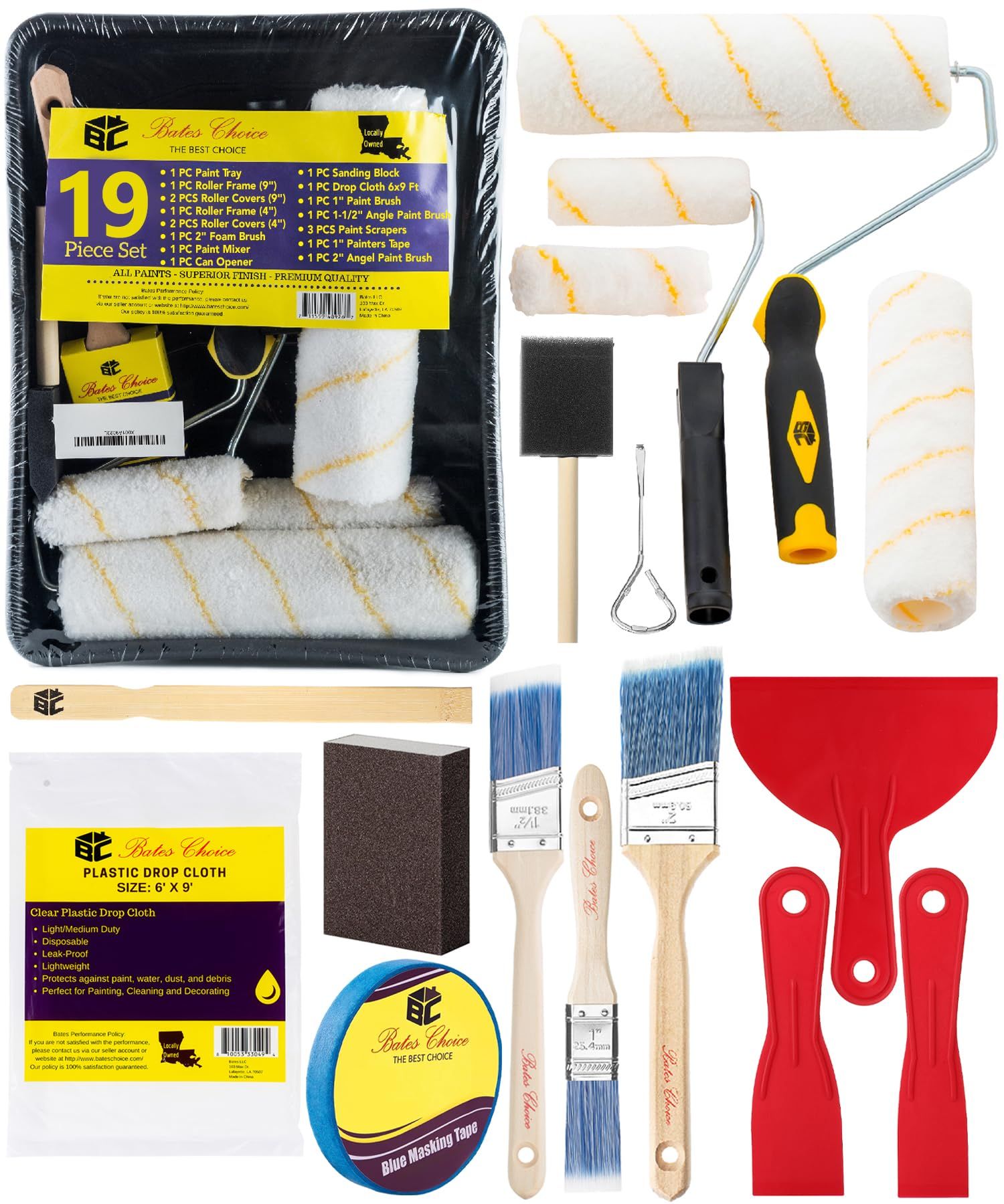 Paint brushes, rollers and accessories kit